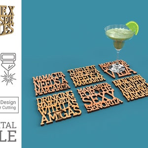 Margarita Drink Coasters - Laser Cut File svg dxf pdf eps ai DIGITAL FILE