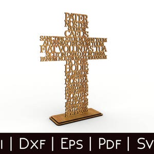 Krzyż Pater Noster (Modlitwa Pańska Ojcze Nasz po łacinie) - Plik cięty laserowo svg dxf pdf eps ai PLIK CYFROWY