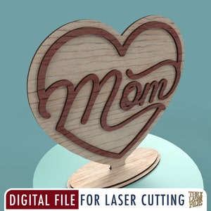 Coração de Mãe para o Dia das Mães - Arquivo Recortado a Laser svg dxf pdf eps ai ARQUIVO DIGITAL