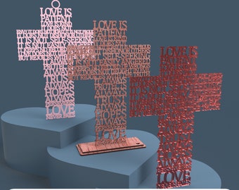 file for laser cutting Love is Patient Cross (Corinthians 13:4) svg dxf pdf eps ai DIGITAL FILE