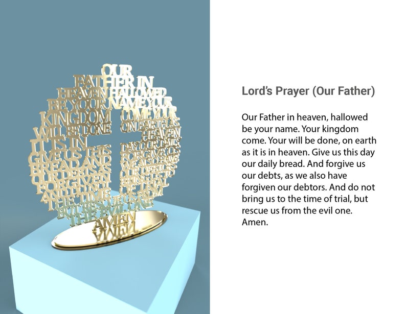 Download Lord's Prayer Our Father Circle with Cross Laser Cut | Etsy