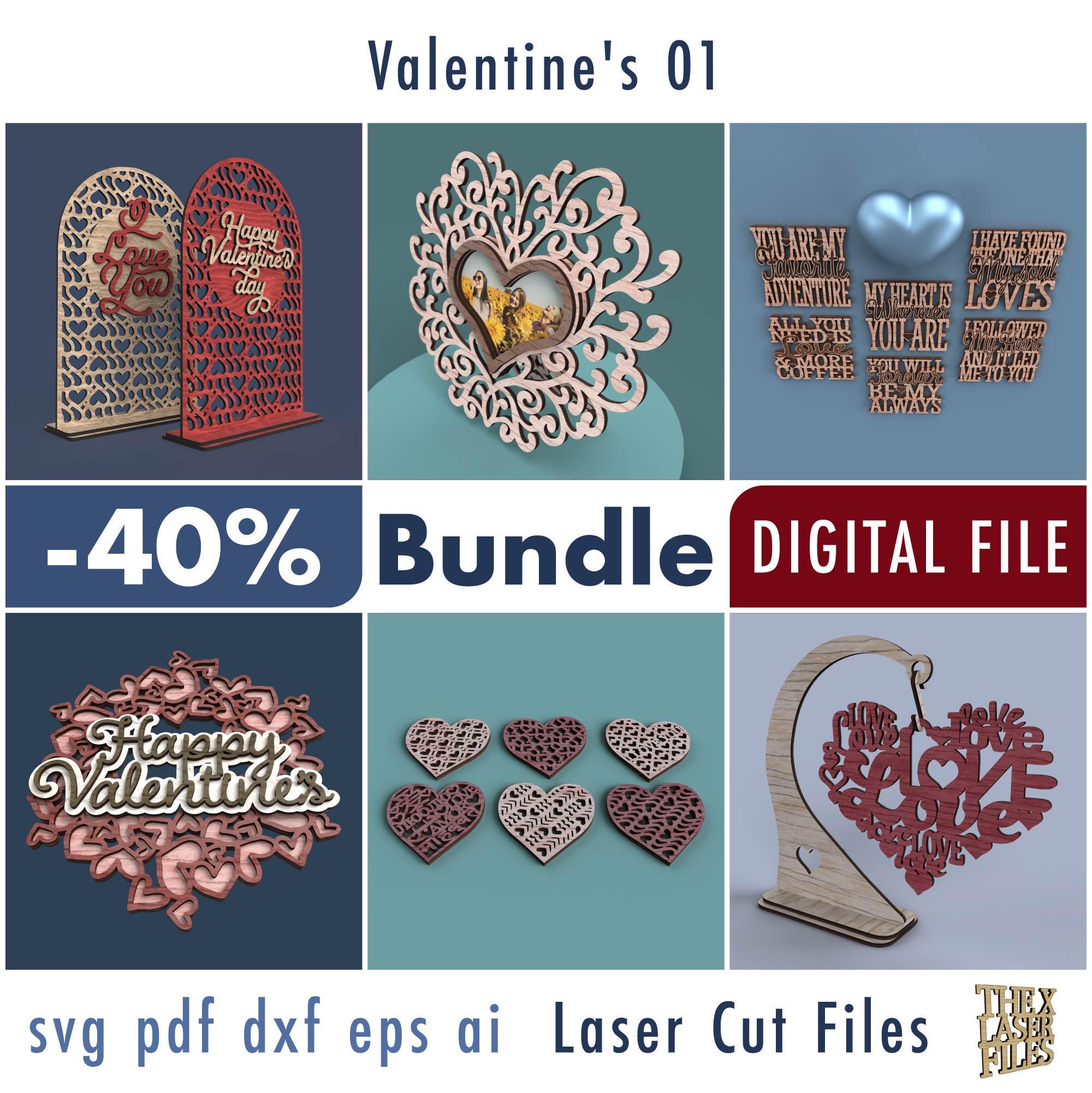 Valentine's 01 - Laser Cut Files Bundle Svg Dxf Pdf Eps DIGITAL FILE - Etsy
