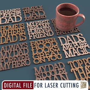Dad Coasters 02 - lasergesneden bestand svg dxf pdf eps ai digitaal bestand