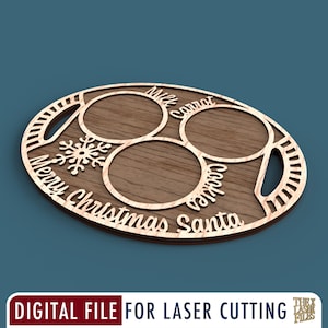 Wesołych Świąt Bożego Narodzenia Święty Mikołaj Ciasteczka Taca Cięcie laserowe Plik svg dxf pdf eps ai PLIK CYFROWY