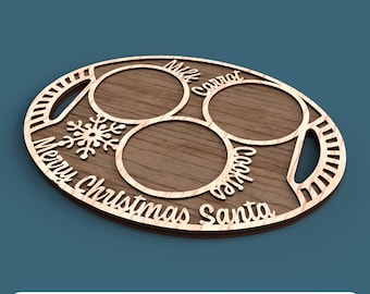 Santa Cookies Tray Laser Cut File, Christmas Decor (Digital File)