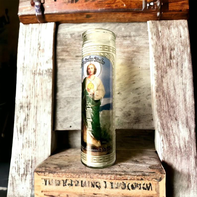 Sacred Saint Jude White Candle 8 Oz Wax Devotional Candle Etsy