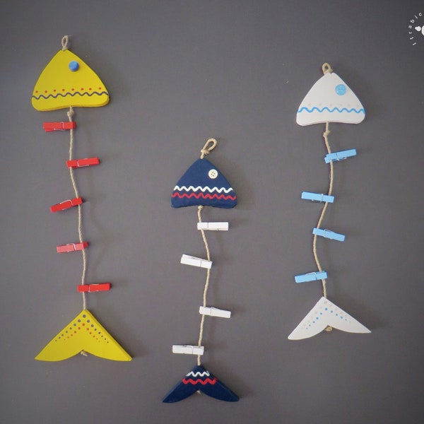 Cadre photo / porte-arête de poisson - Idée cadeau avec épingles à linge pour accrocher des notes, des photos, postez-le, dans la chambre des enfants, la cuisine, le bureau