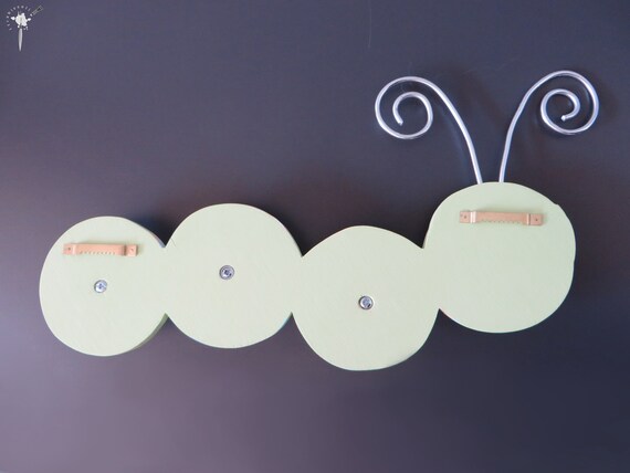 Appendiabiti Per Bambini A Forma Di Bruco - Legno, 3 Ganci, Design Colorato - Foto 12