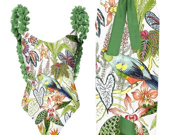 Swimsuit with pareo compact art