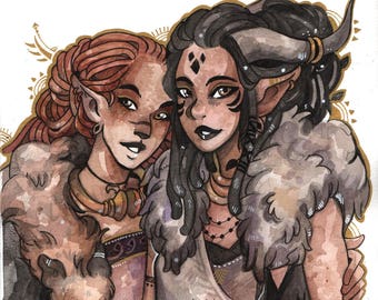 Watercolor original - Dynia and Gaya