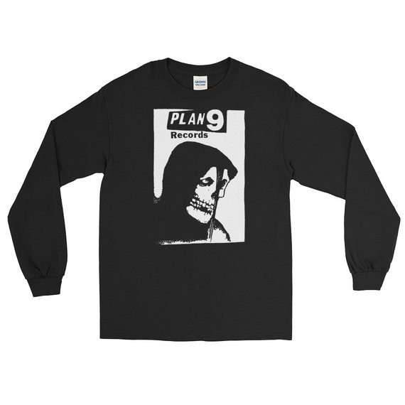 Plan 9 Records Long Sleeve Shirt, Misfits, Samhain, Danzig, Black 