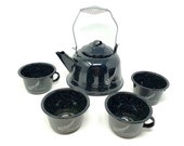 Mexican enamel coffe cup set frida kettle and mug set mexican fiesta decoration Frida Kalho mug 4 piece set black cup white cup