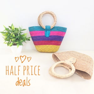 Multi farbige mini Strohtasche / handgemachte Blumenmädchen Tasche / mexikanische Tragetasche /