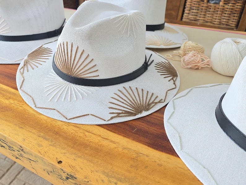 Mexican Embroidered Hat | Handmade Summer Sun Hat image 2