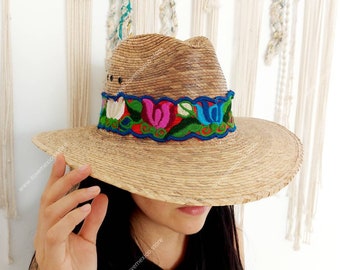 Floral Embroidered Mexican Hat Band: Colorful Cowboy Hat Strap
