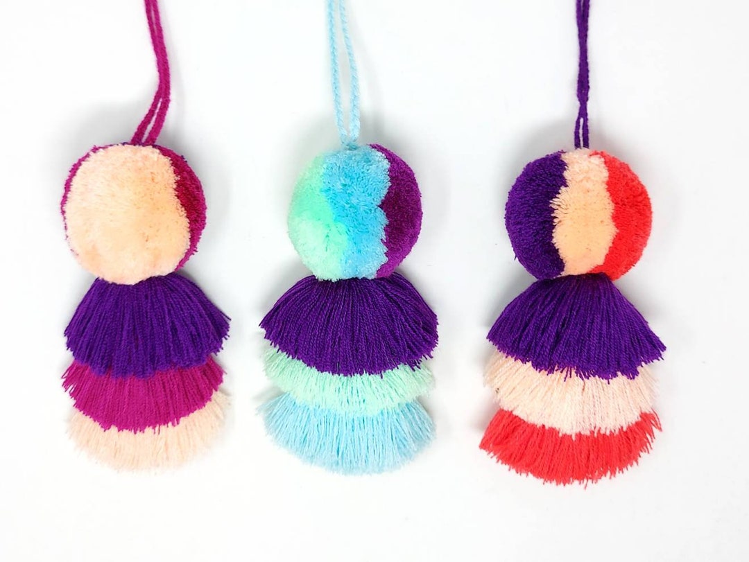 Handmade Multi Colored Boho Bag Tassels / Multi Colored Beach Etsy