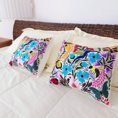 Mexican Pillow Cases / Embroidered Pillow Case / Colorful Etsy