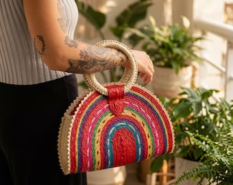 Handmade Mexican Straw Bag Market Tote Beach Bag