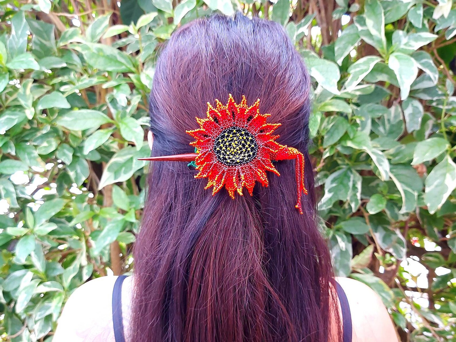 Mexican Hair Accessories / Floral Hair Pin / Glass Bead Hair Etsy