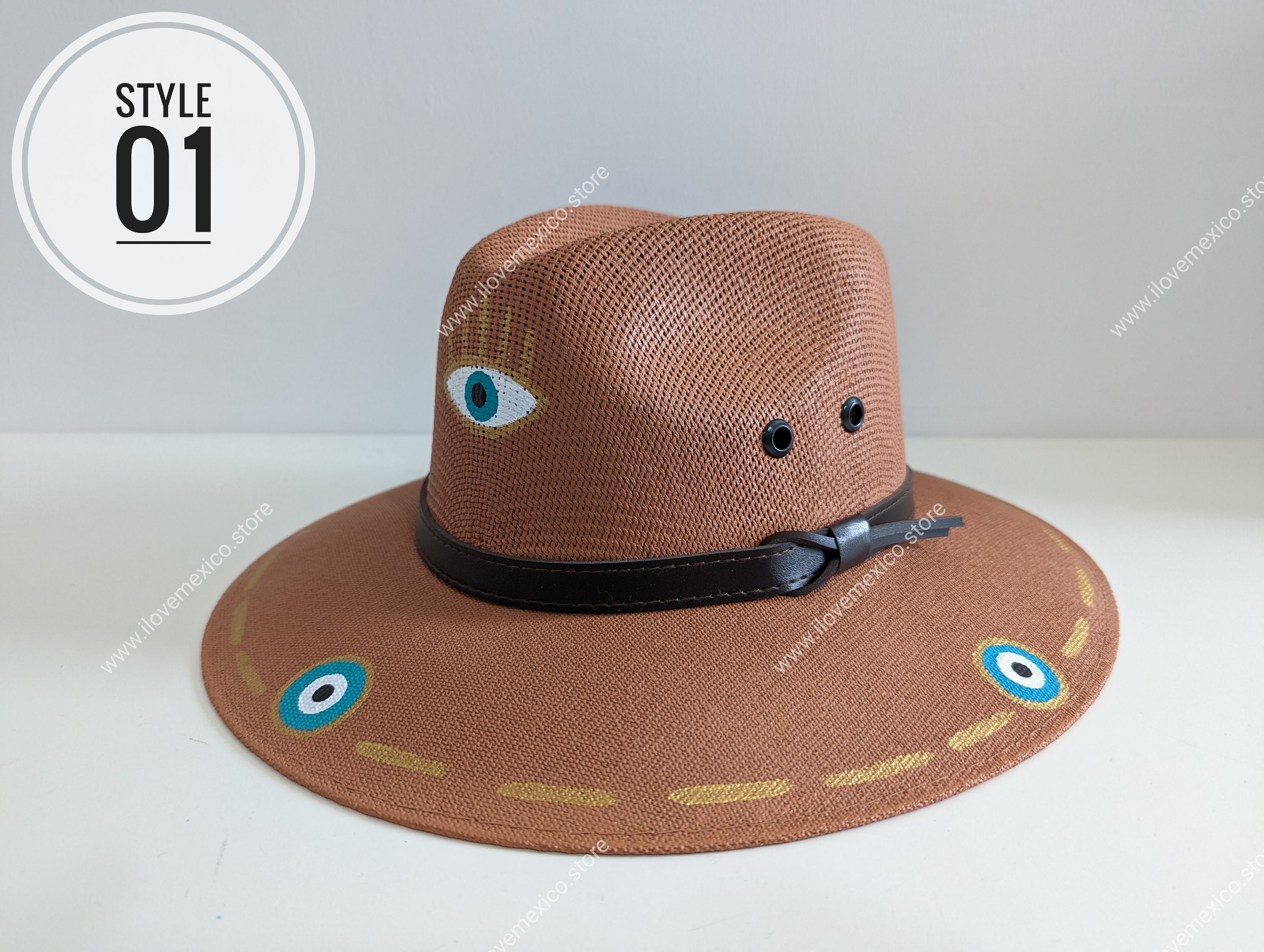 Hand-painted Evil Eye Hat: Mexican Artisan Design - Etsy