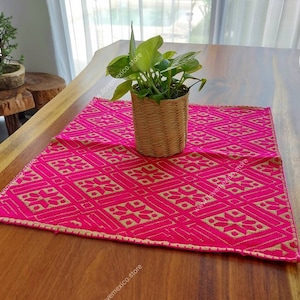 Hand Woven Mexican Table Mat: Embroidered Fiesta Decor (18x18 inches)