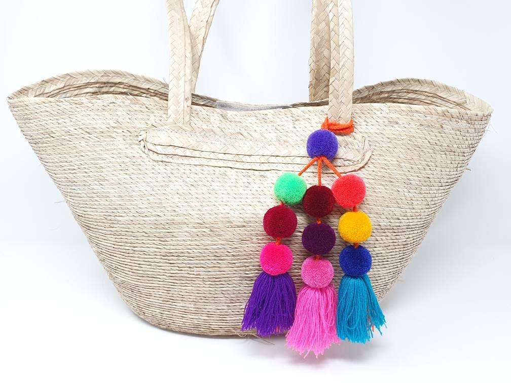 Handmade pompom with tassels / bag tassel charms / handmade | Etsy
