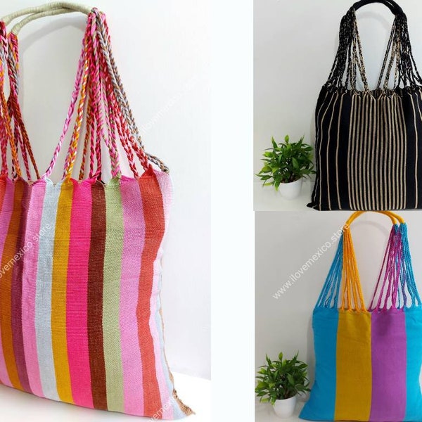 Mexican canvas tote / woven cotton market bag / boho chic beach bag / market tote / colorful grocery bag / boho beach bag / hammock bag