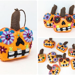 Embroidered Halloween pumpkin ornament