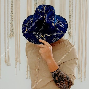 Splash painted suede hat / hand painted hat / Mexican suede hat