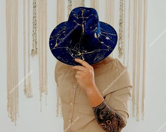 Hand-Painted Suede Hat: Splash Art, Mexican Style