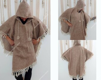 Mexican hand woven poncho / wool poncho / alpaca poncho / winter poncho