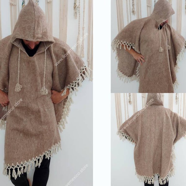 Mexican hand woven poncho / wool poncho / alpaca poncho / winter poncho