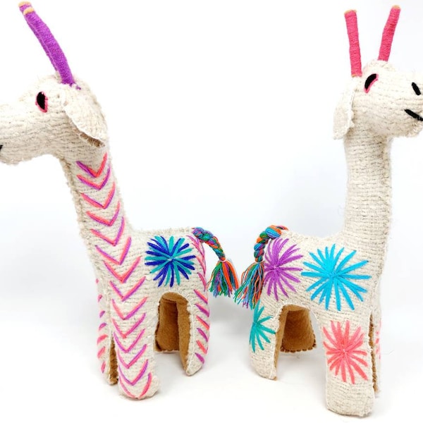 Stuffed natural wool giraffe / plush toys /  embroidered plushies / cinco de mayo / giraffe toys / mexican toys