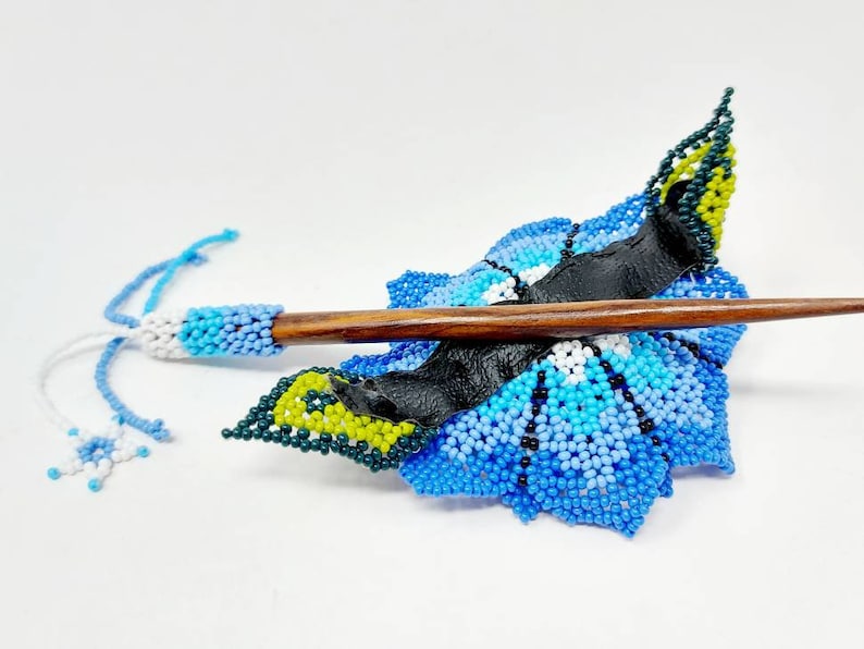 Mexican Hair Accessories / Floral Hair Pin / Glass Bead Hair Etsy