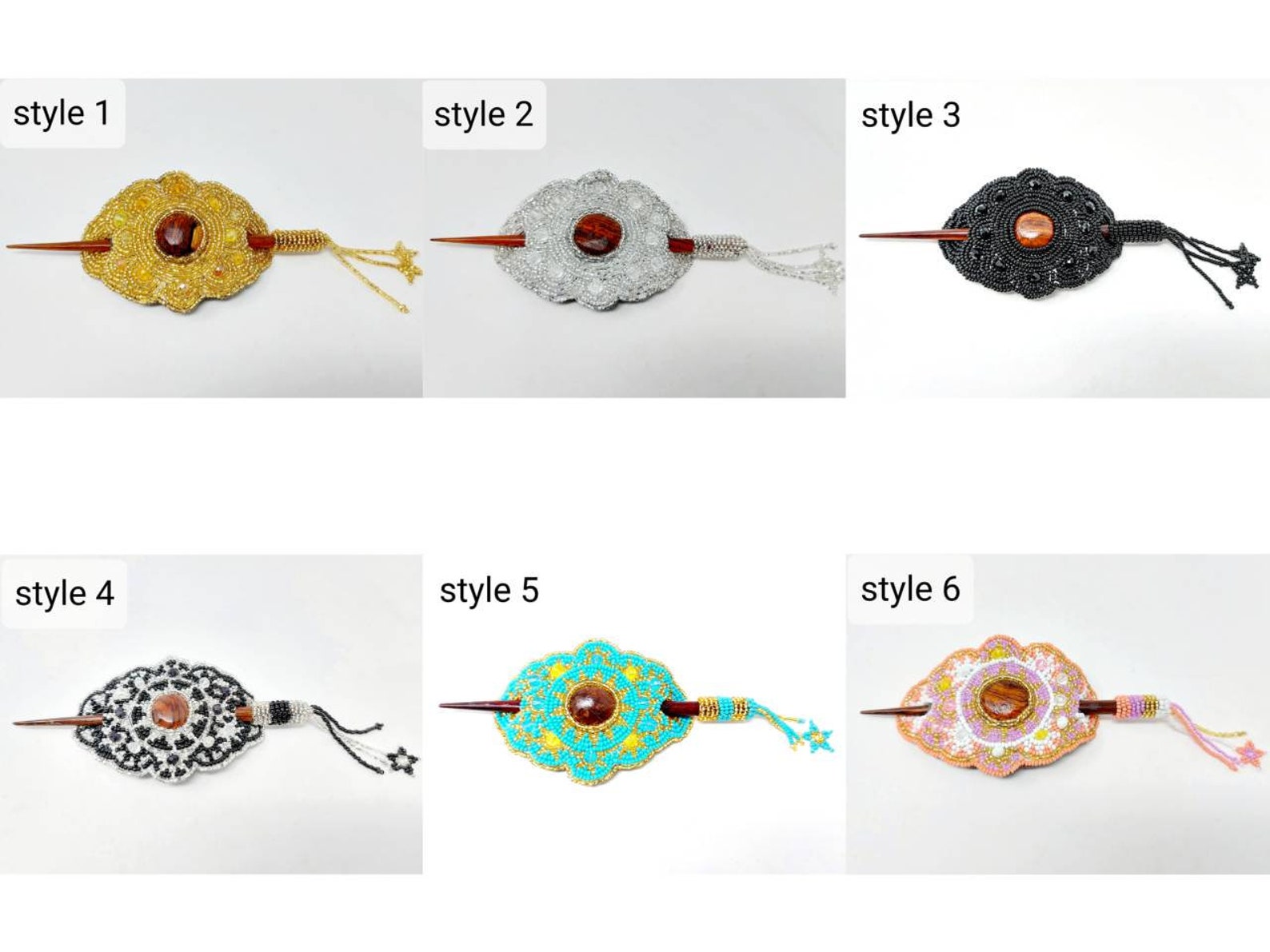 Mexican Hair Accessories / Floral Hair Pin / Glass Bead Hair Etsy