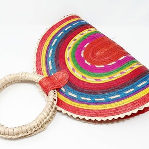 Sac à Main En Paille Coloré Fabriqué à La Main Au Mexique - Tote Bag De Plage - Neuf