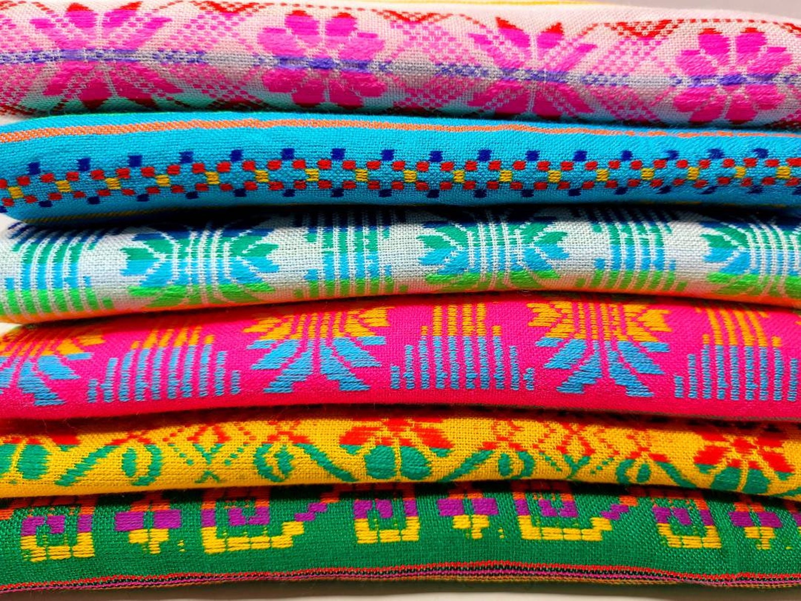 Mexican Fabric by the Yard / Mexican Ethnic Fabric / Colorful Woven