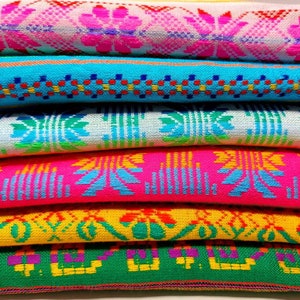 Mexican fabric by the yard / Mexican ethnic fabric / colorful woven fabric / colorful mexican table cloth / mexico fabric