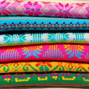 Mexican fabric by the yard / Mexican ethnic fabric / colorful woven fabric / colorful mexican table cloth / mexico fabric image 1