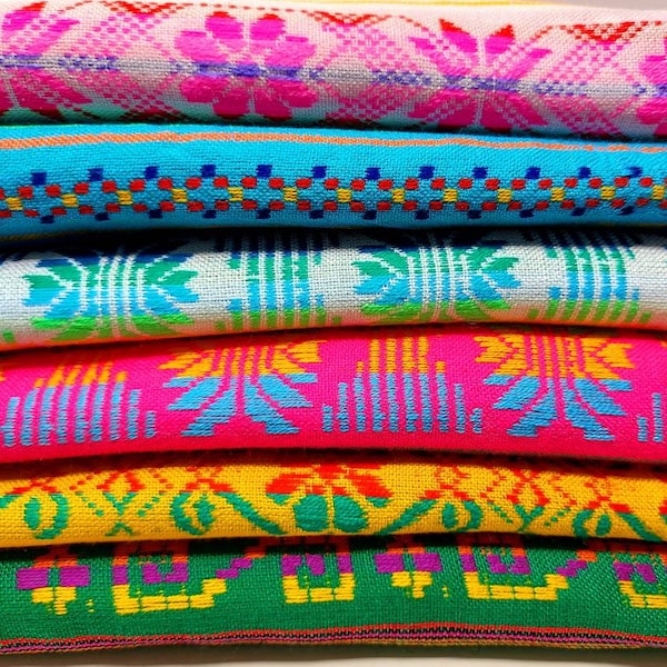 Mexican fabric by the yard / Mexican ethnic fabric / colorful woven fabric / colorful mexican table cloth / mexico fabric