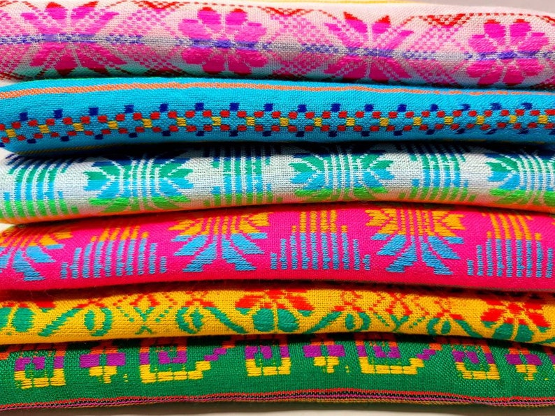 Mexican fabric by the yard / Mexican ethnic fabric / colorful woven fabric / colorful mexican table cloth / mexico fabric image 1