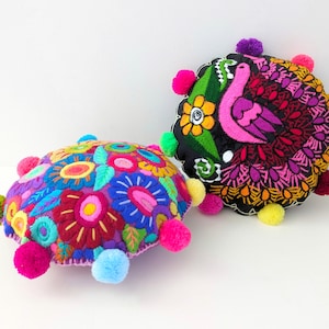 Mexican mini throw pillow / Embroidered pillow / colorful decorative pillow / mandala pillow /