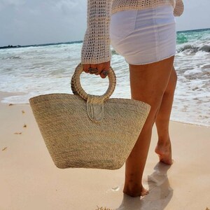 Small straw beach tote / handmade market straw bag / mexican tote bag / summer bag / farmer's market bag / image 7