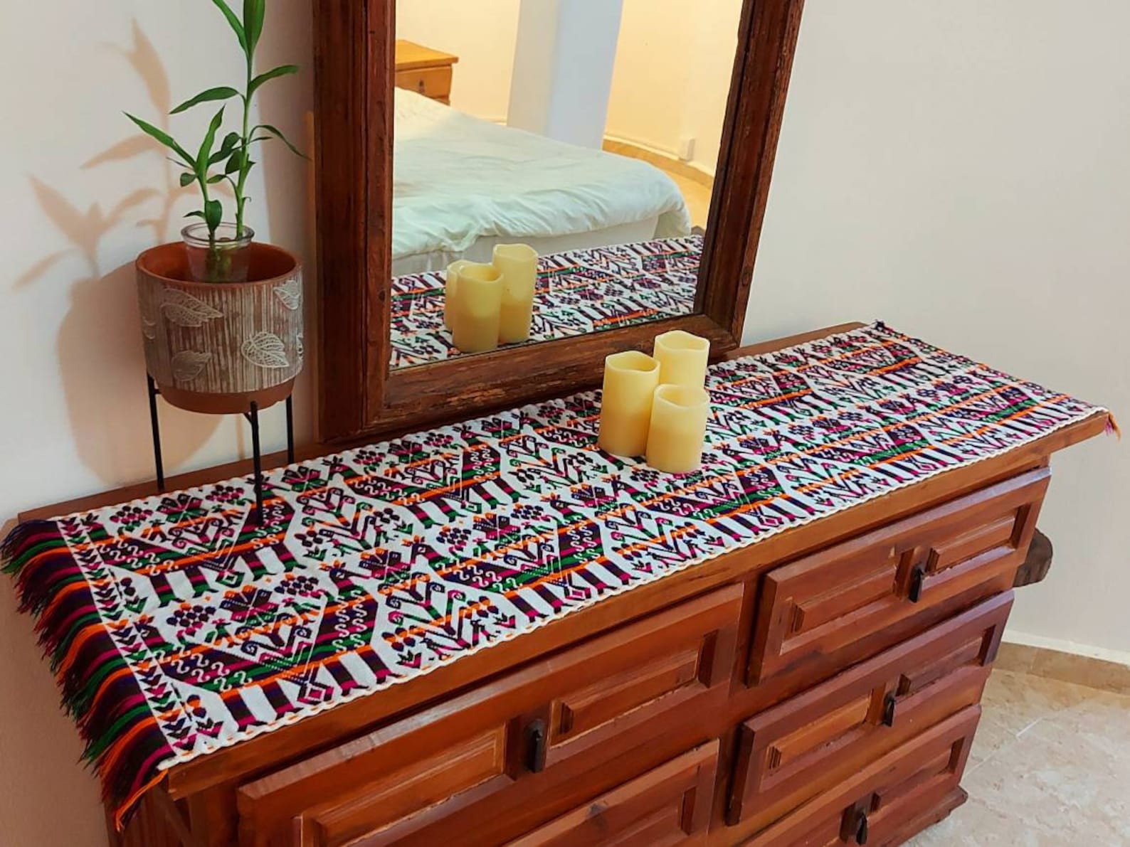 Mexican Table Runner Handwoven Table Runner Embroidered