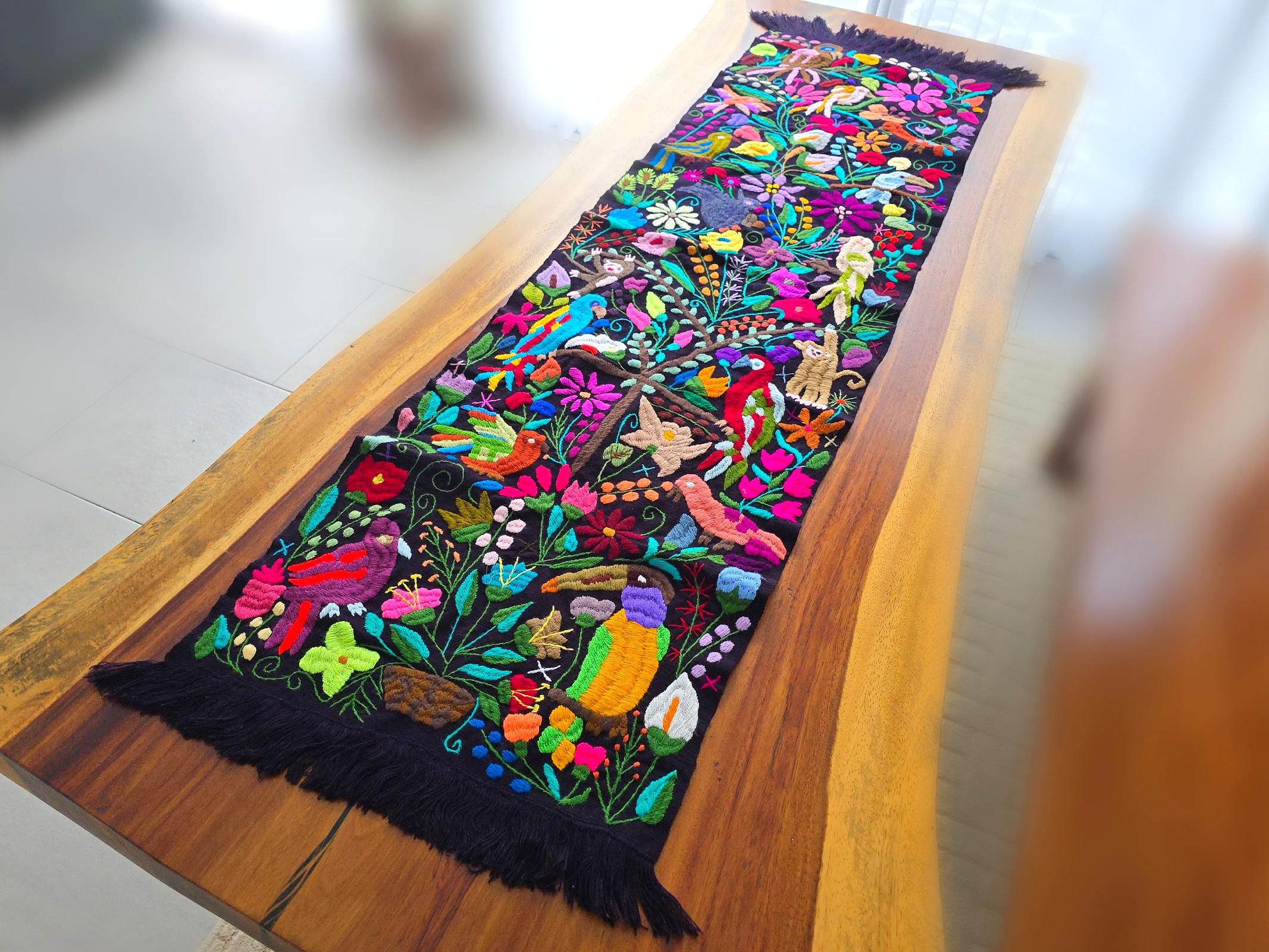 Handwoven Mexican Embroidered Table Runner: Boho Floral Decor - Etsy