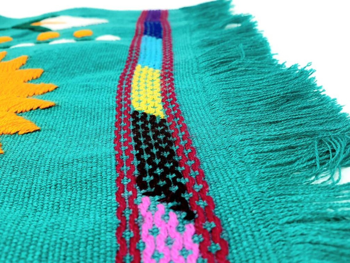 Mexican hand woven tablecloth / embroidered place mat / Etsy