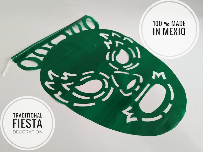 Estandarte de calavera de papel picado mexicano / decoración cinco de mayo / decoración de fiesta mexicana / guirnalda de 13 pies / pancartas de luchador imagen 7