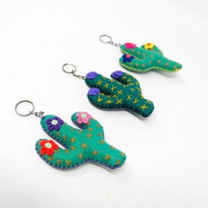 Embroidered Cactus Keychain: Handmade Mexican Tassel