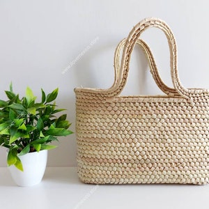 Rectangular Straw Beach Bag: Mexican Market Tote