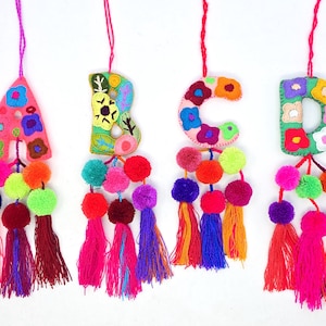 Embroidered Christmas Letter Ornament: Mexican Christmas Decor